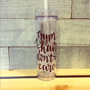 16oz Clear Skinny Tumbler Fitness